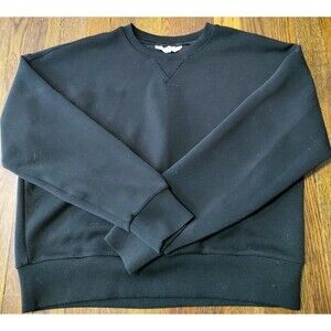 Spanx Air Essential Crew Neck Sweatshirt Pullover Black Women's Size M